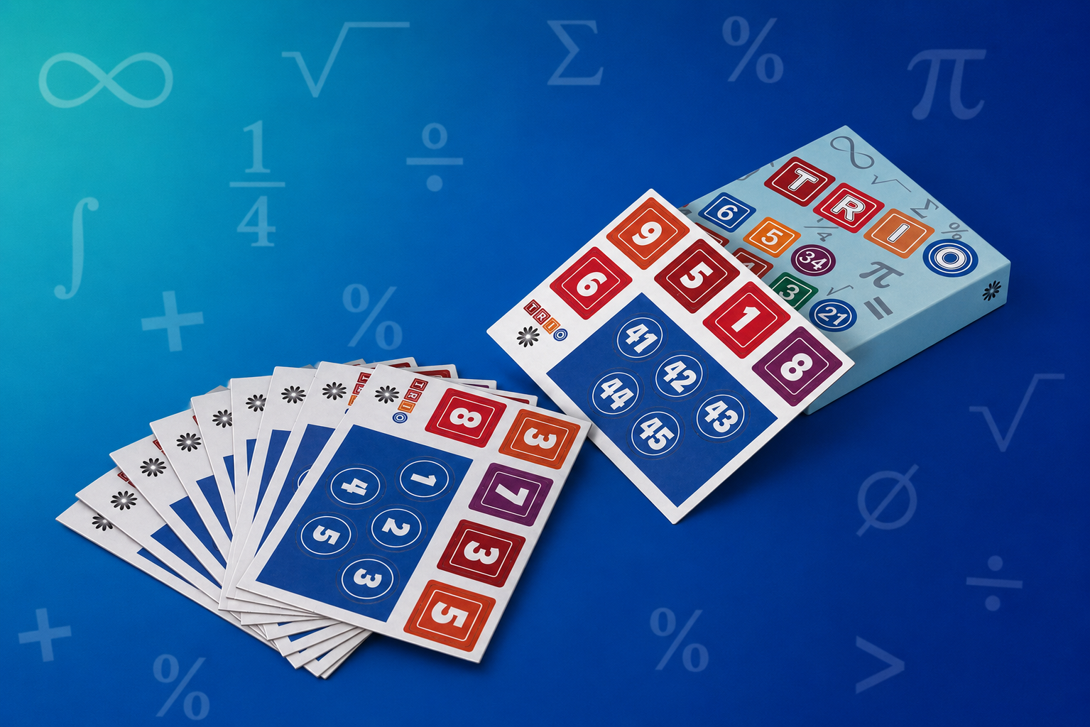 Components inside the Trio game box