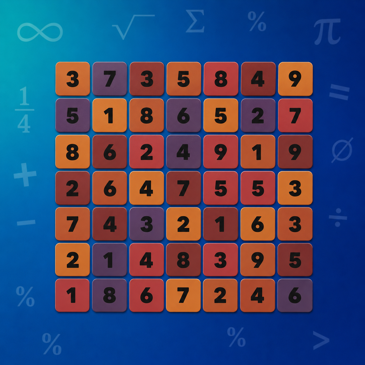 Trio 7 by 7 game board
